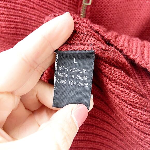 AB Studio Large Womens Red Knit Shawl-neck Tunic Sweater - Picture 4 of 6